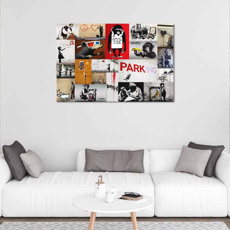 Tableau Collage Street Art sur toile de Banksy
