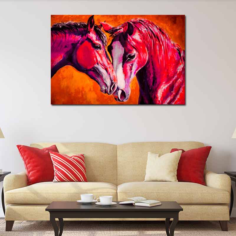 Tableau de chevaux effet peinture