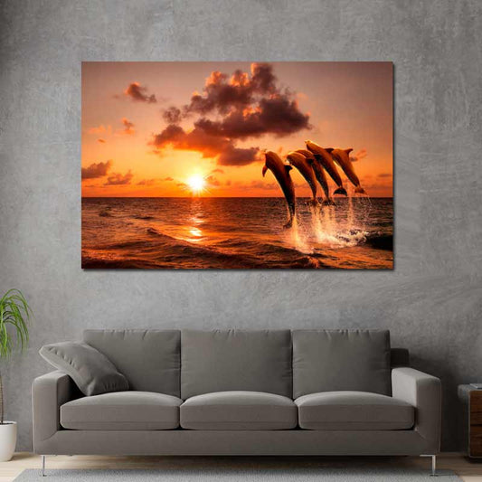 Tableau Décoratif avec des Dauphins - TabloDéco.fr