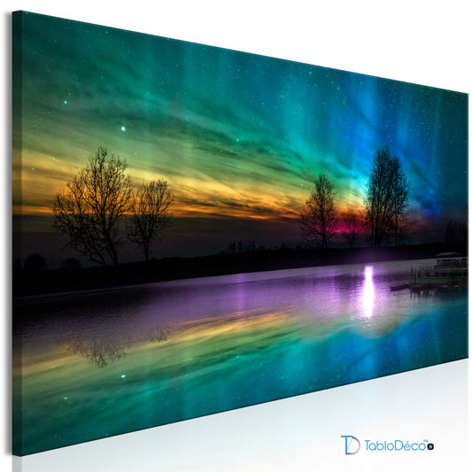 Acheter un Tableau Déco Panoramique d'une Aurore Boréale Colorée - TabloDéco.fr