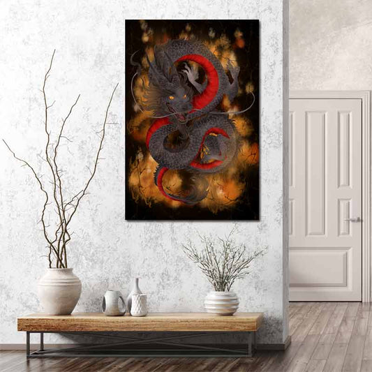 Tableau de décoration avec un Dragon Japonais