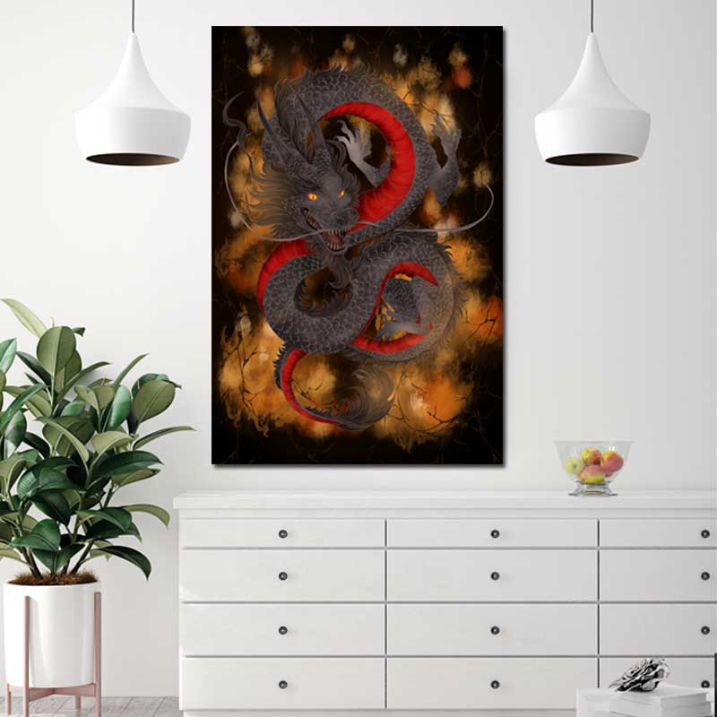 Tableau su toile Dragon Japonais style manga