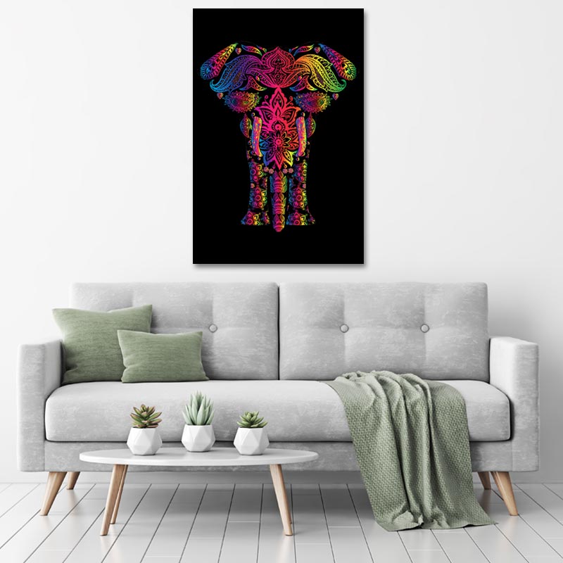 Tableau sur toile d'un Éléphant en motif Mandala