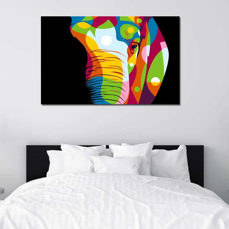 Tableau Pop Art avec un Eléphant Coloré