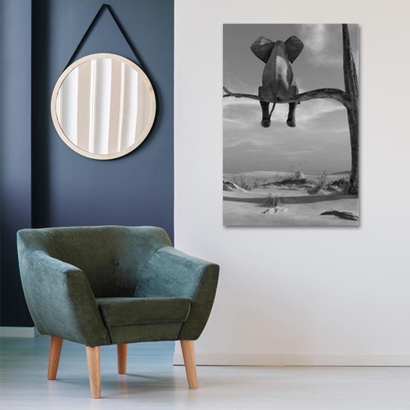 Tableau décoratif sur toile d'un Éléphant sur une Branche