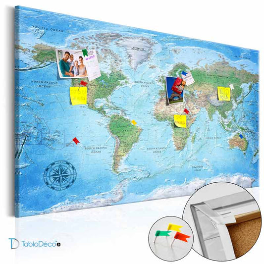 Acheter un Tableau en liège - Carte du Monde Classique