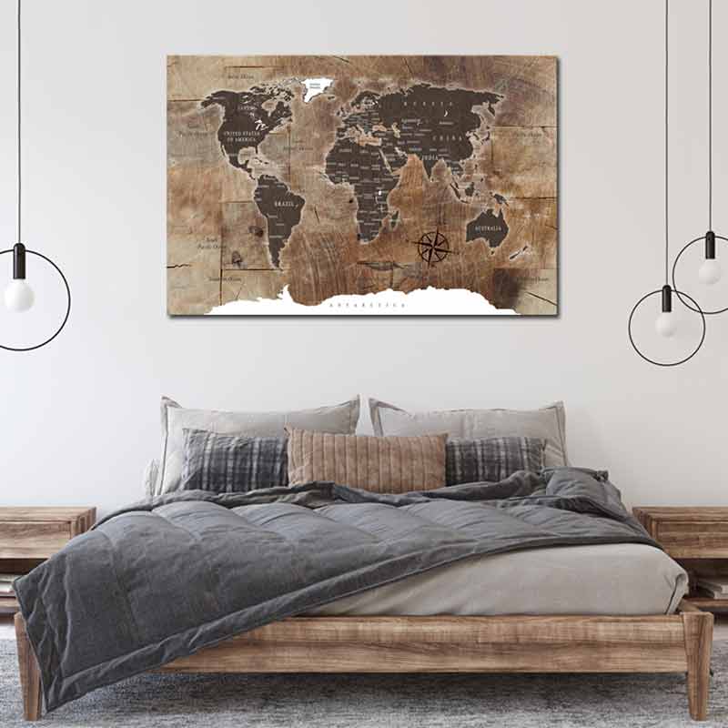 Tableau en liège - Mappemonde Wooden Block
