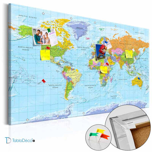 Acheter un Tableau en liège - Planisphère Détaillé