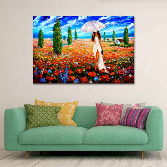 Tableau sur toile d'une Femme avec une Ombrelle