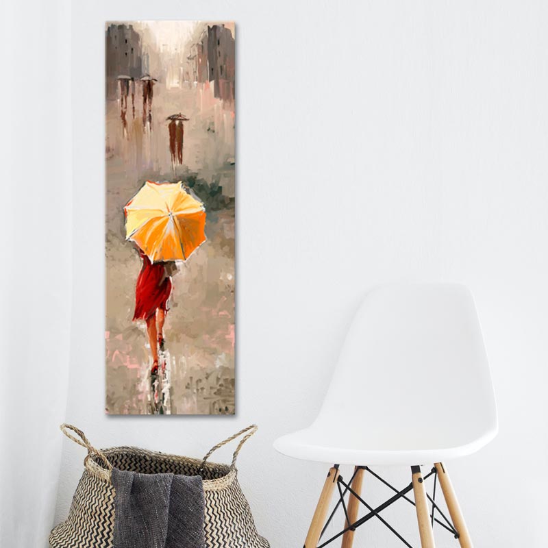Tableau d'une Femme avec un Parapluie jaune