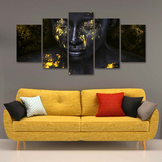 Tableau décoratif sur toile d'une Femme en Noir et Or