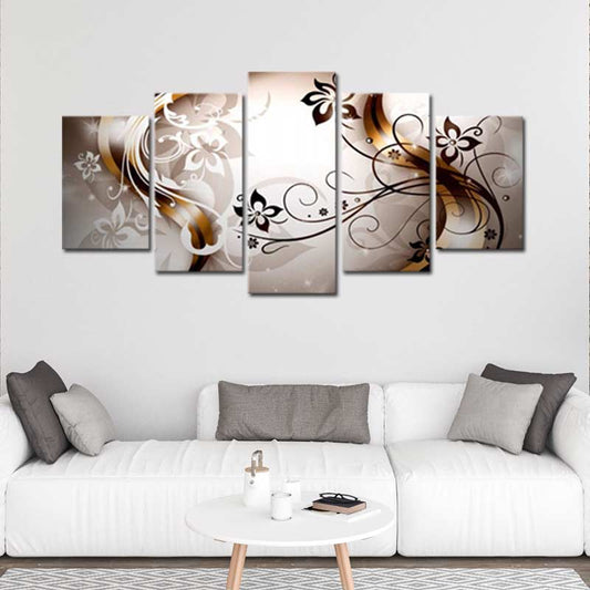 Tableau 5 panneaux Fleurs Design