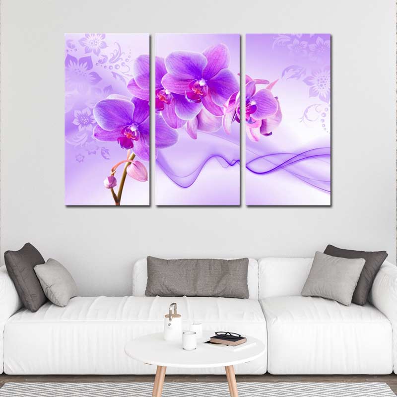 Tableau 3 panneaux Fleurs Violettes