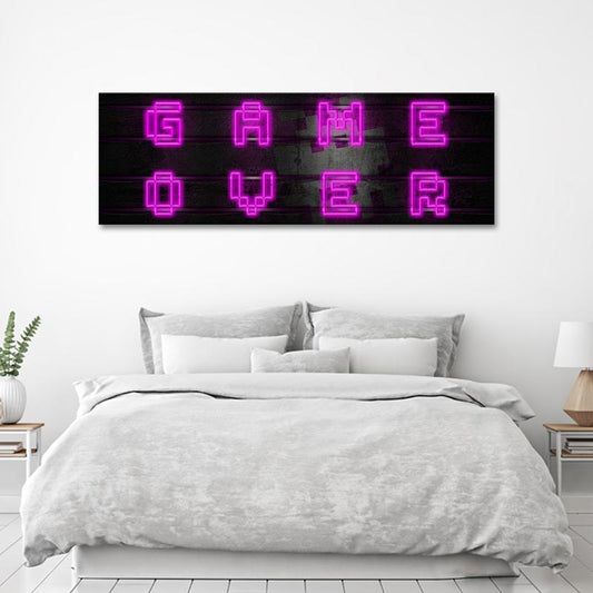 Tableau décoratif sur toile Game Over Néon Panoramique