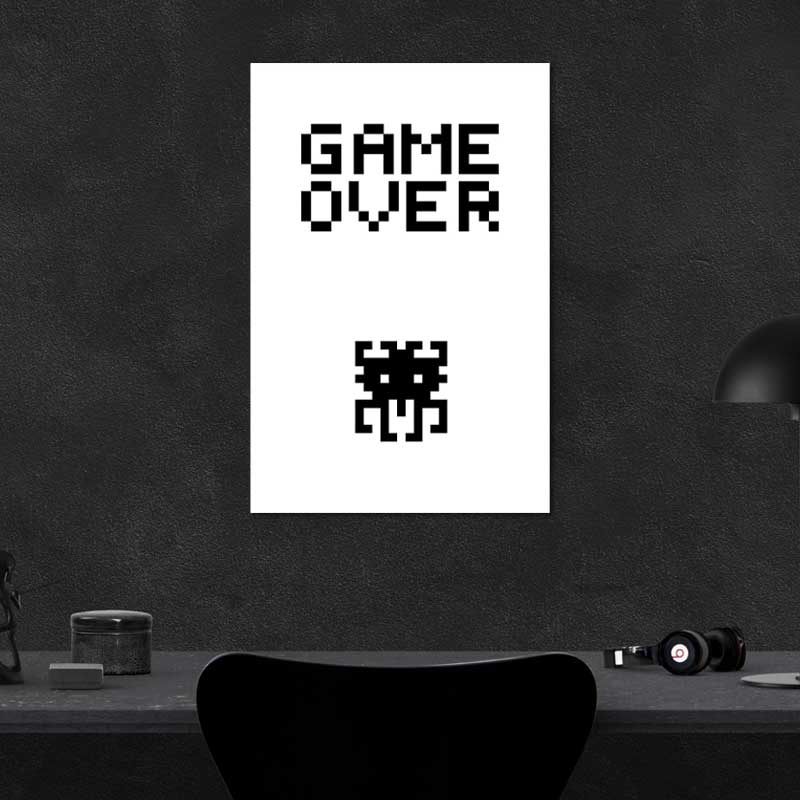 Tableau Game Over Noir et Blanc - TabloDéco.fr
