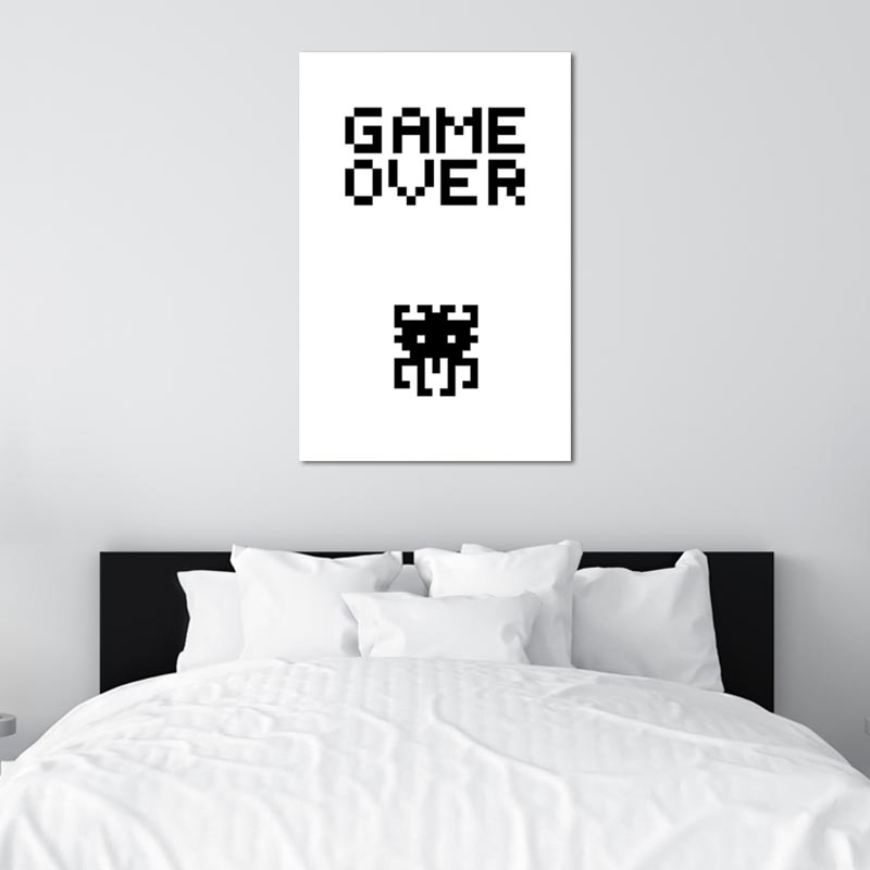 Toile imprimée Game Over Noir et Blanc - TabloDéco.fr