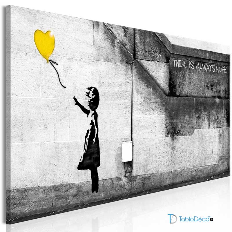 Tableau Il y a toujours de l'espoir Banksy version jaune - TabloDéco.fr