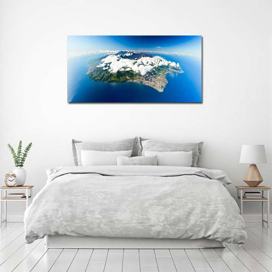 Tableau décoratif de l'Île Bourbon vue du ciel - TabloDéco.fr