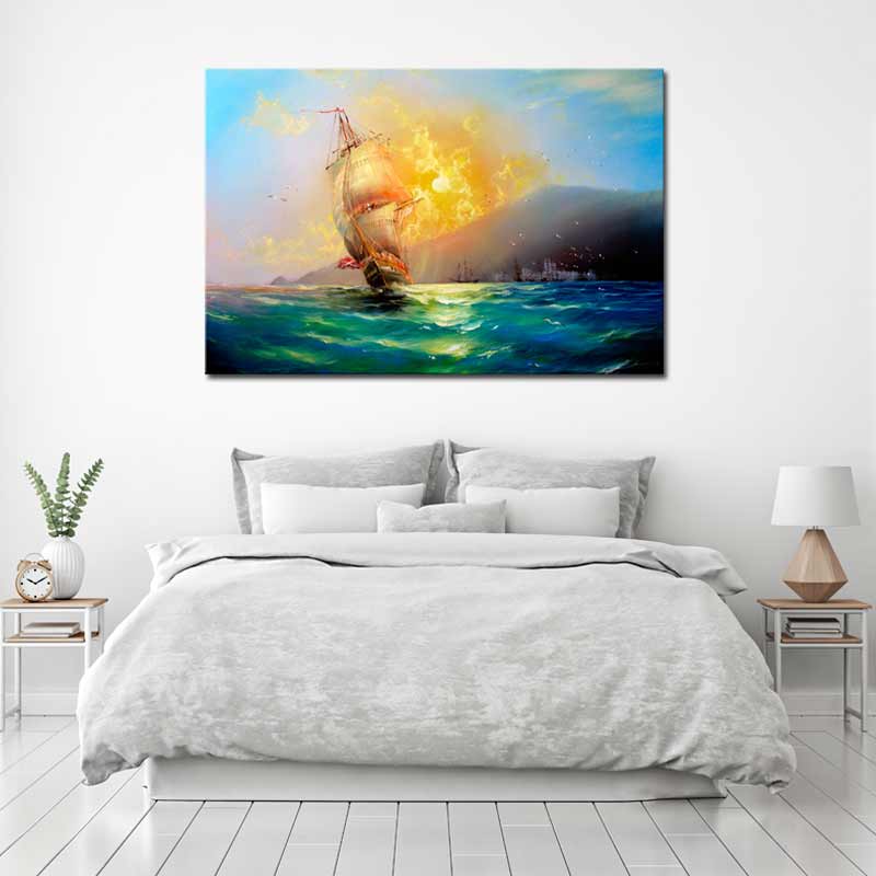 Tableau sur toile style Impressionniste avec un Bateau