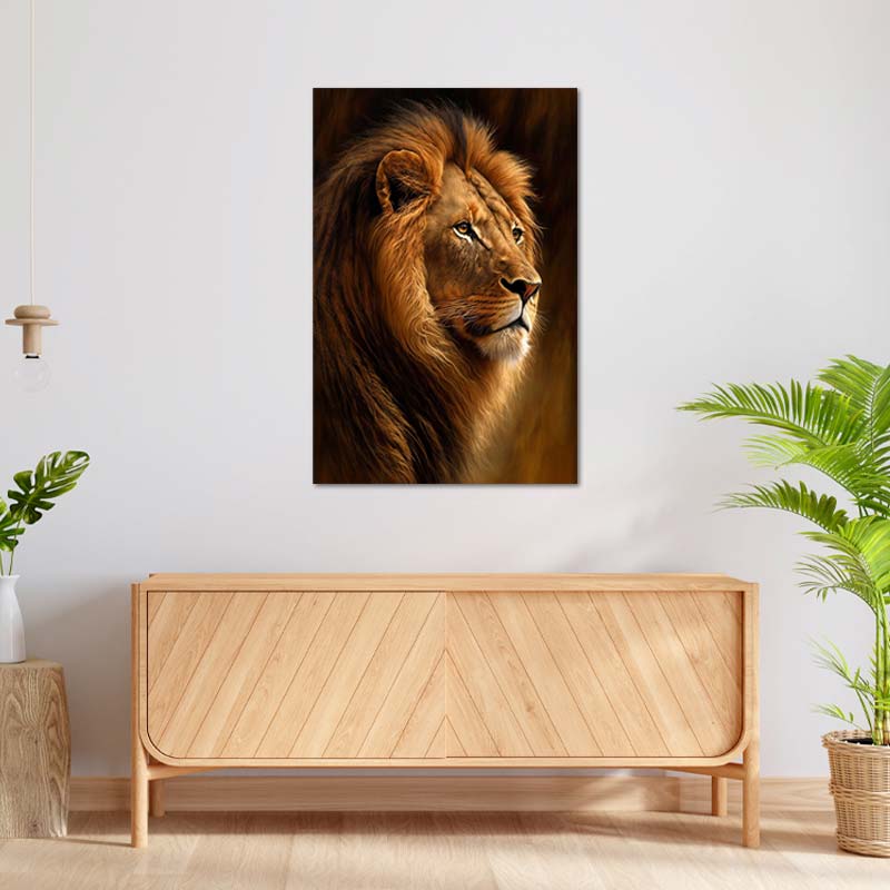 Tableau sur toile imprimée d'un Lion Africain - TabloDéco.fr