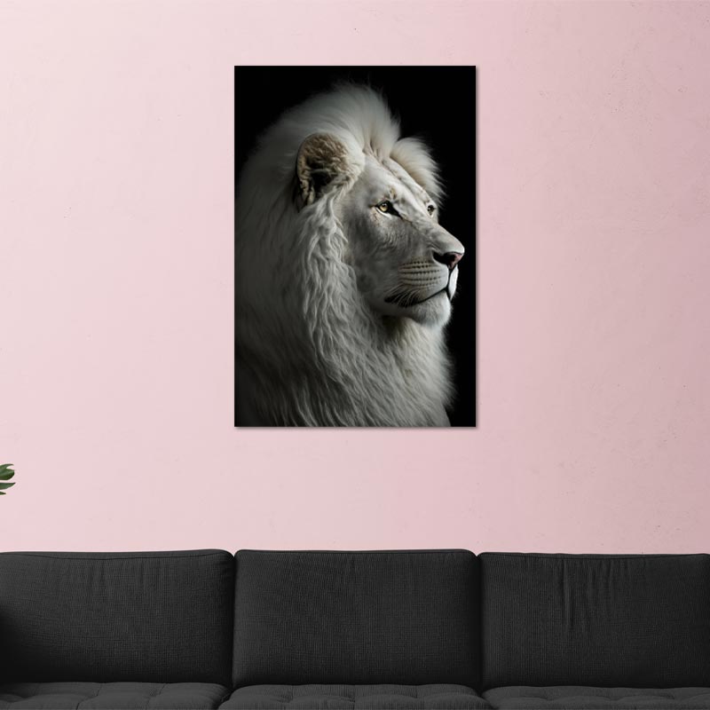 Tableau de décoration d'un Lion Blanc - TabloDéco.fr