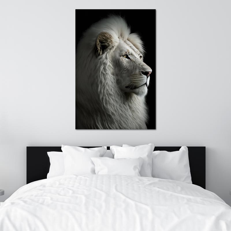 Toile murale d'un Lion Blanc - TabloDéco.fr