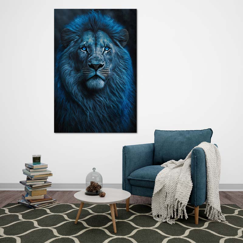 Tableau Lion Bleu - TabloDéco.fr