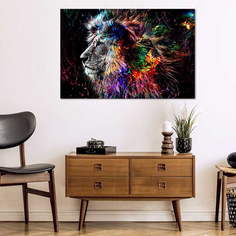 Tableau sur toile Lion Coloré et Design - TabloDéco.fr