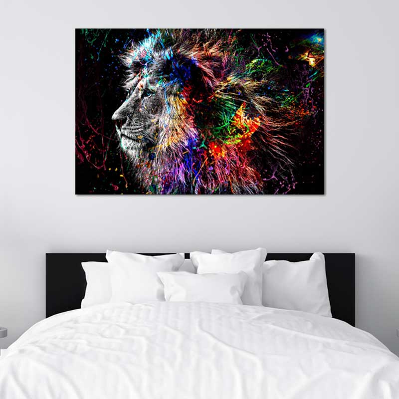 Toile décorative d'un Lion Coloré et Design - TabloDéco.fr