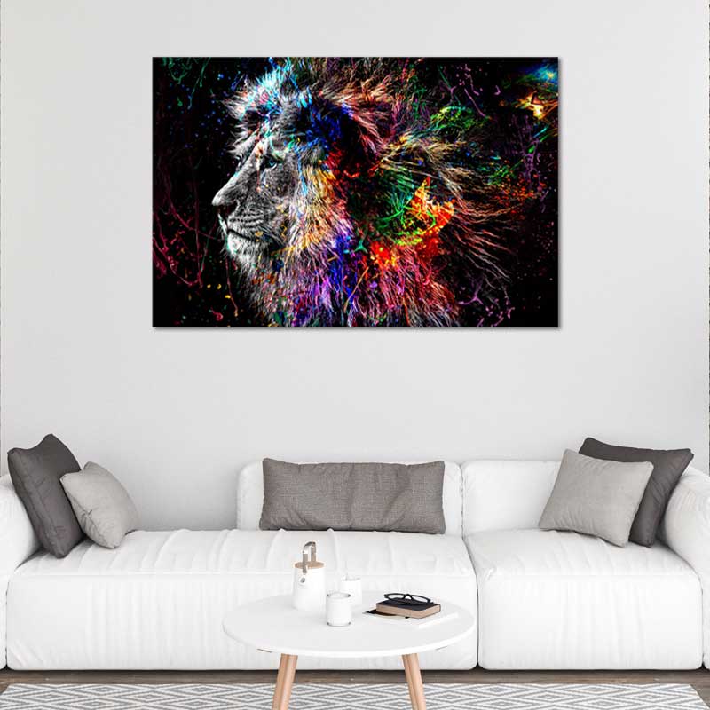 Tableau Lion Coloré et Design - TabloDéco.fr