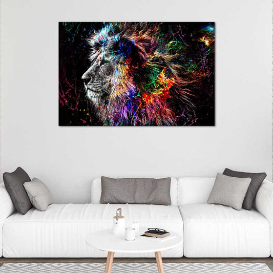 Tableau Lion Coloré et Design - TabloDéco.fr