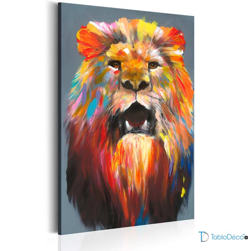 Tableau sur toile Lion Coloré - TabloDéco.fr