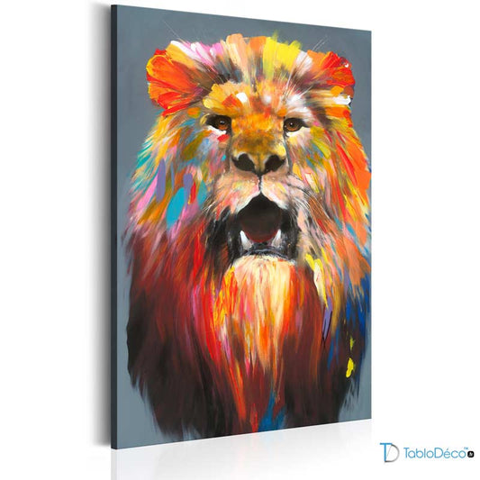 Tableau sur toile Lion Coloré - TabloDéco.fr