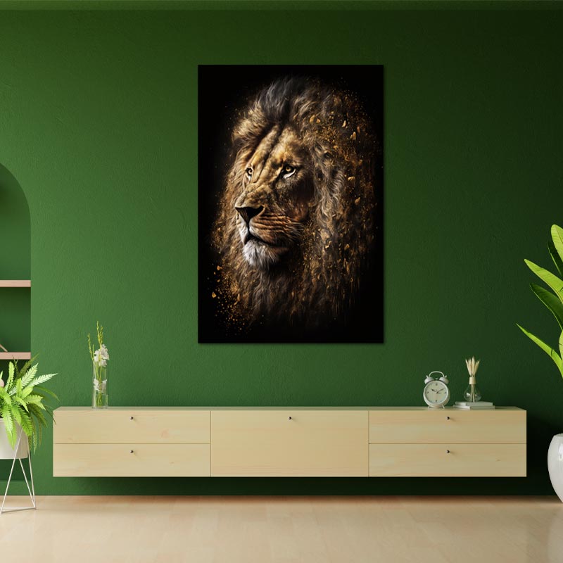 Toile décorative d'un Lion Doré - TabloDéco.fr