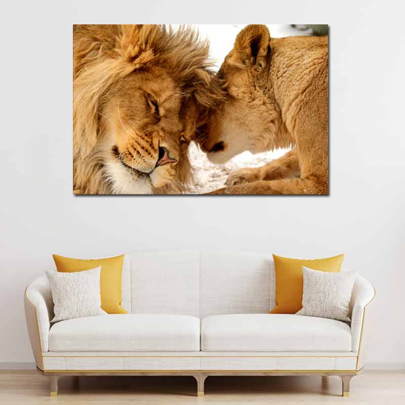 Tableau Décoratif avec un Lion et une Lionne