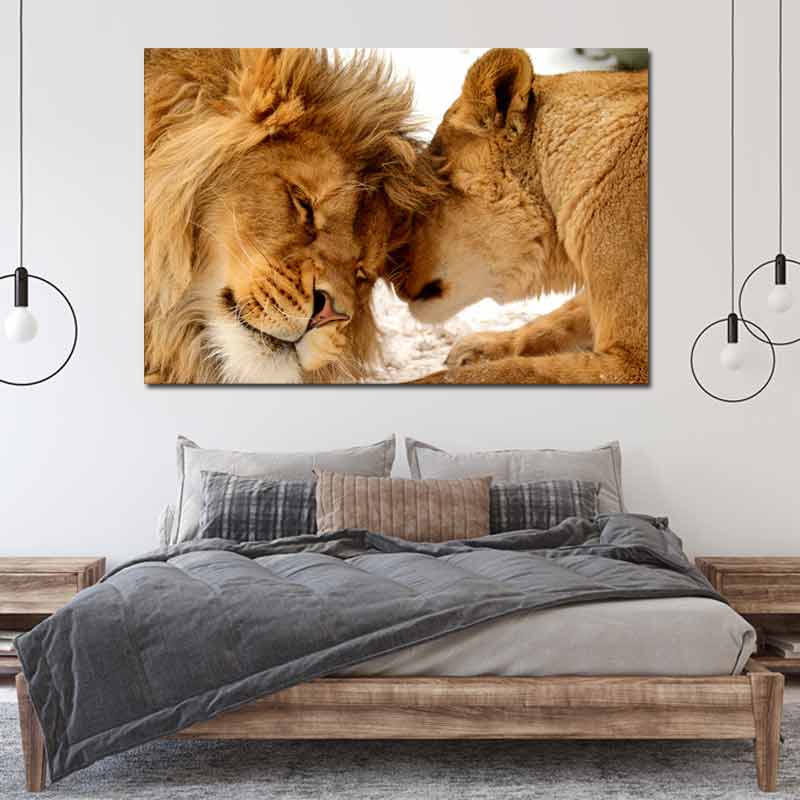 Tableau Mural Lion et Lionne