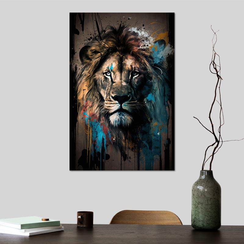 Toile décorative d'un Lion en Graffiti - TabloDéco.fr