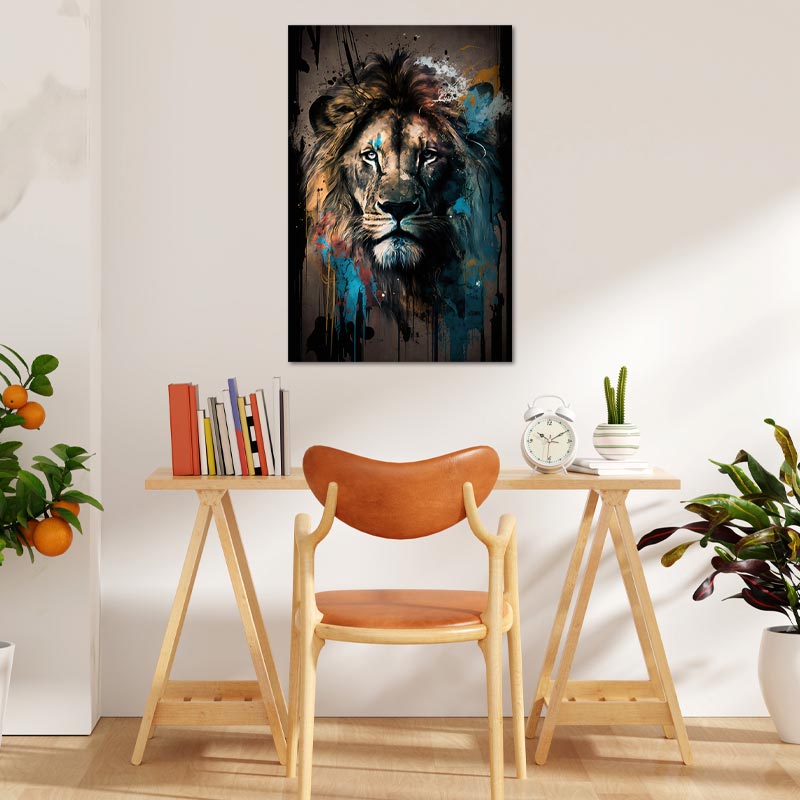 Tableau déco sur toile d'un Lion Graffiti - TabloDéco.fr