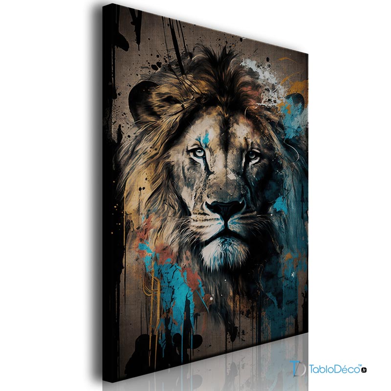 Acheter un Tableau d'un Lion dans un style Graffiti - TabloDéco.fr
