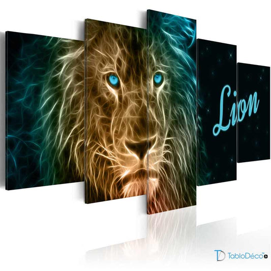 Tableau sur toile d'un Lion style Néon