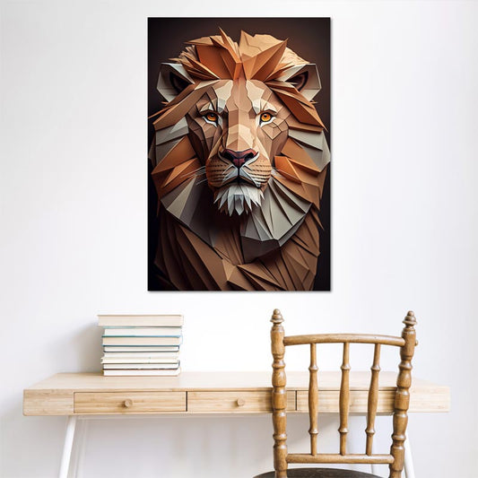 Toile décorative d'un Lion en Origami - TabloDéco.fr