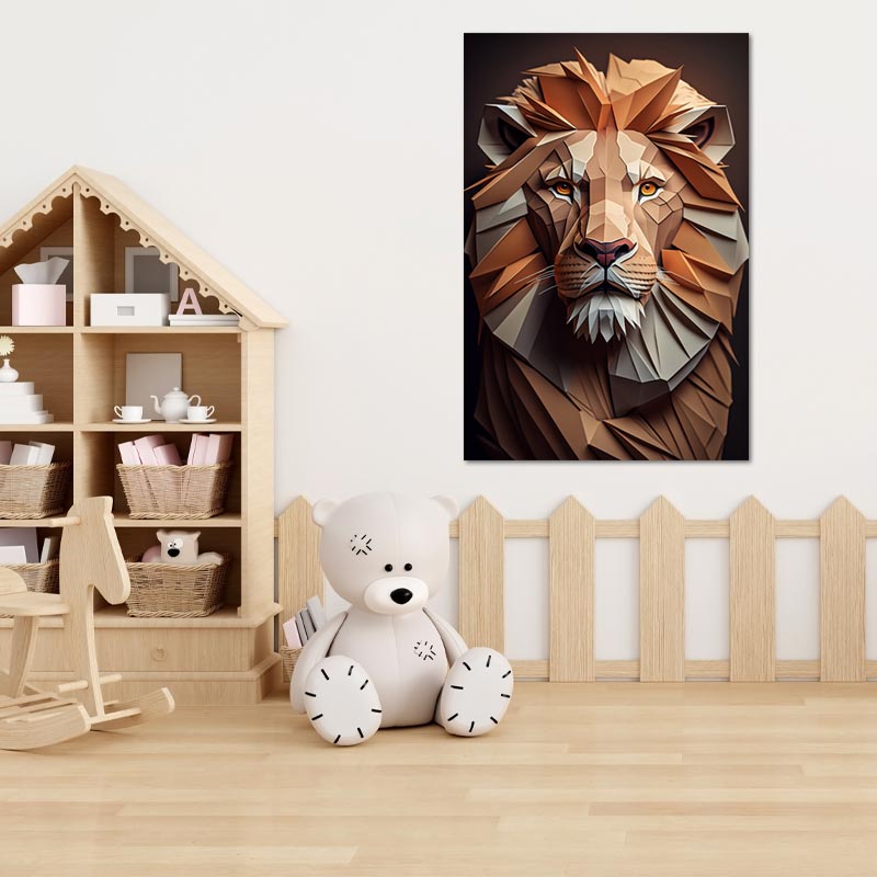 Tableau Lion Origami - TabloDéco.fr