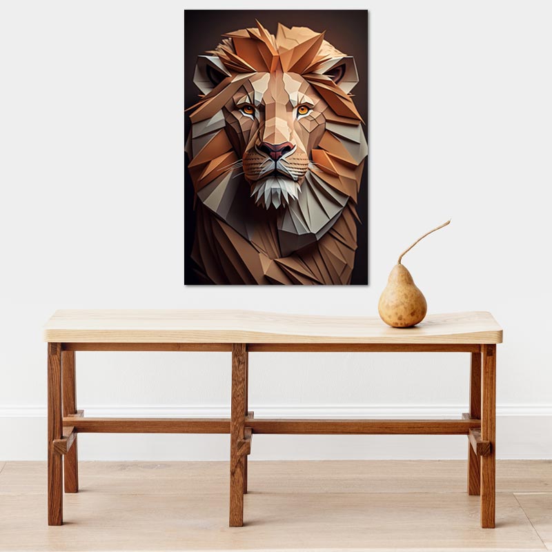 Tableau déco avec un Lion Origami - TabloDéco.fr