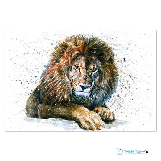 Tableau Lion Sauvage fond blanc - TabloDéco.fr
