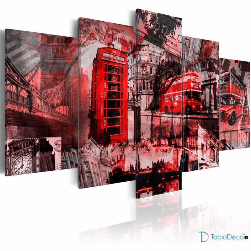 Tableau sur toile Londres avec Bus Rouge