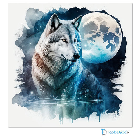 Acheter un Tableau d'un Loup Bleu sur Fond Blanc - TabloDéco.fr