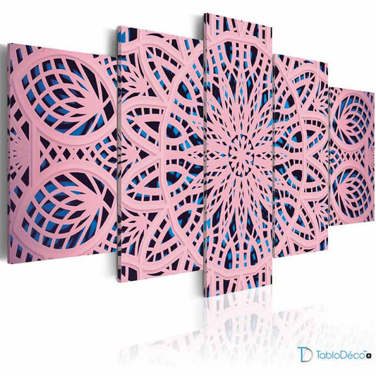 Acheter un Tableau Mandala Rose en 5 panneaux