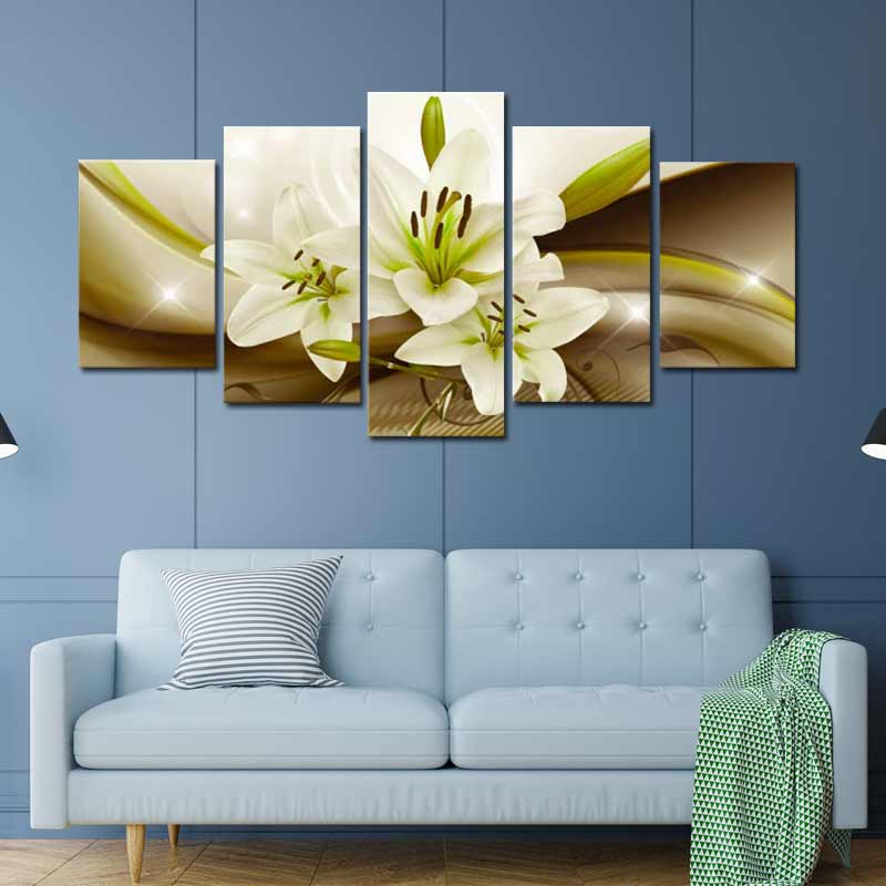 Tableau Multi Panneaux Fleur Verte