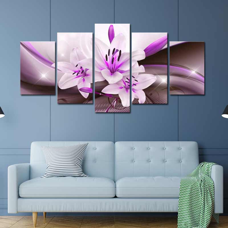 Tableau Multi Panneaux Fleur Violette