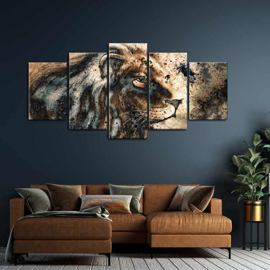 Tableau Multi Panneaux Lion